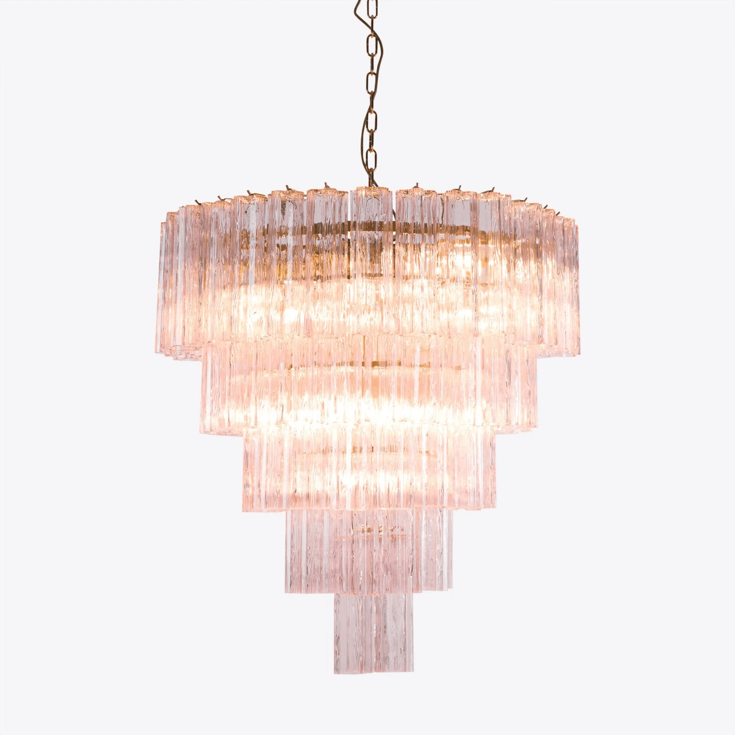 Aurora Chandelier Five Tier Fluted Glass Grande Mid Century