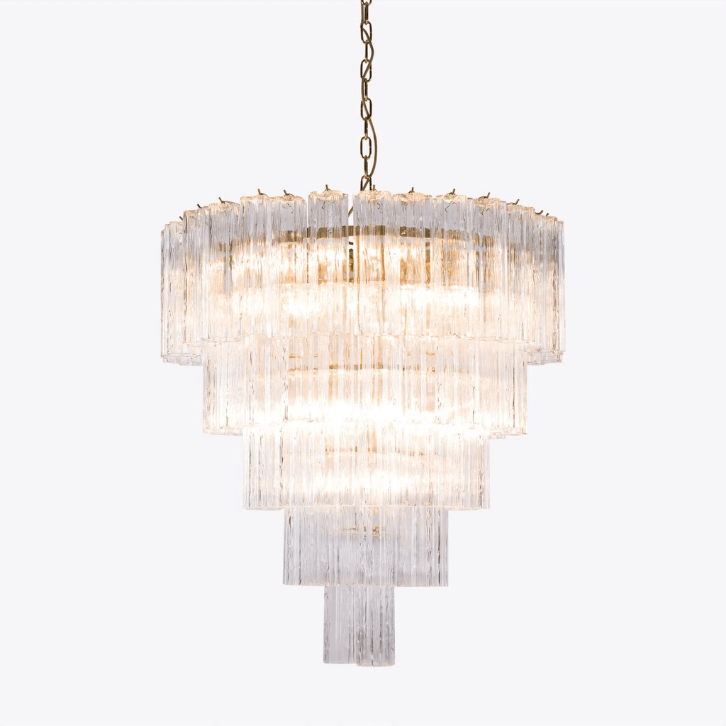 Aurora Chandelier Five Tier Fluted Glass Grande Mid Century