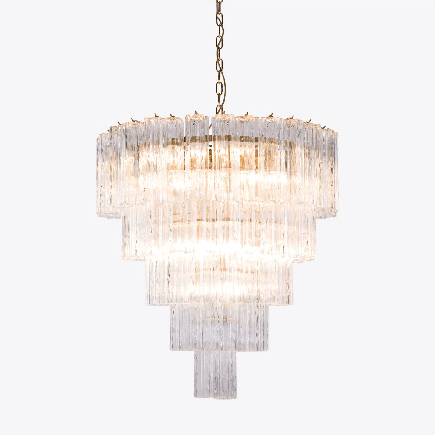 Aurora Chandelier Five Tier Fluted Glass Grande Mid Century