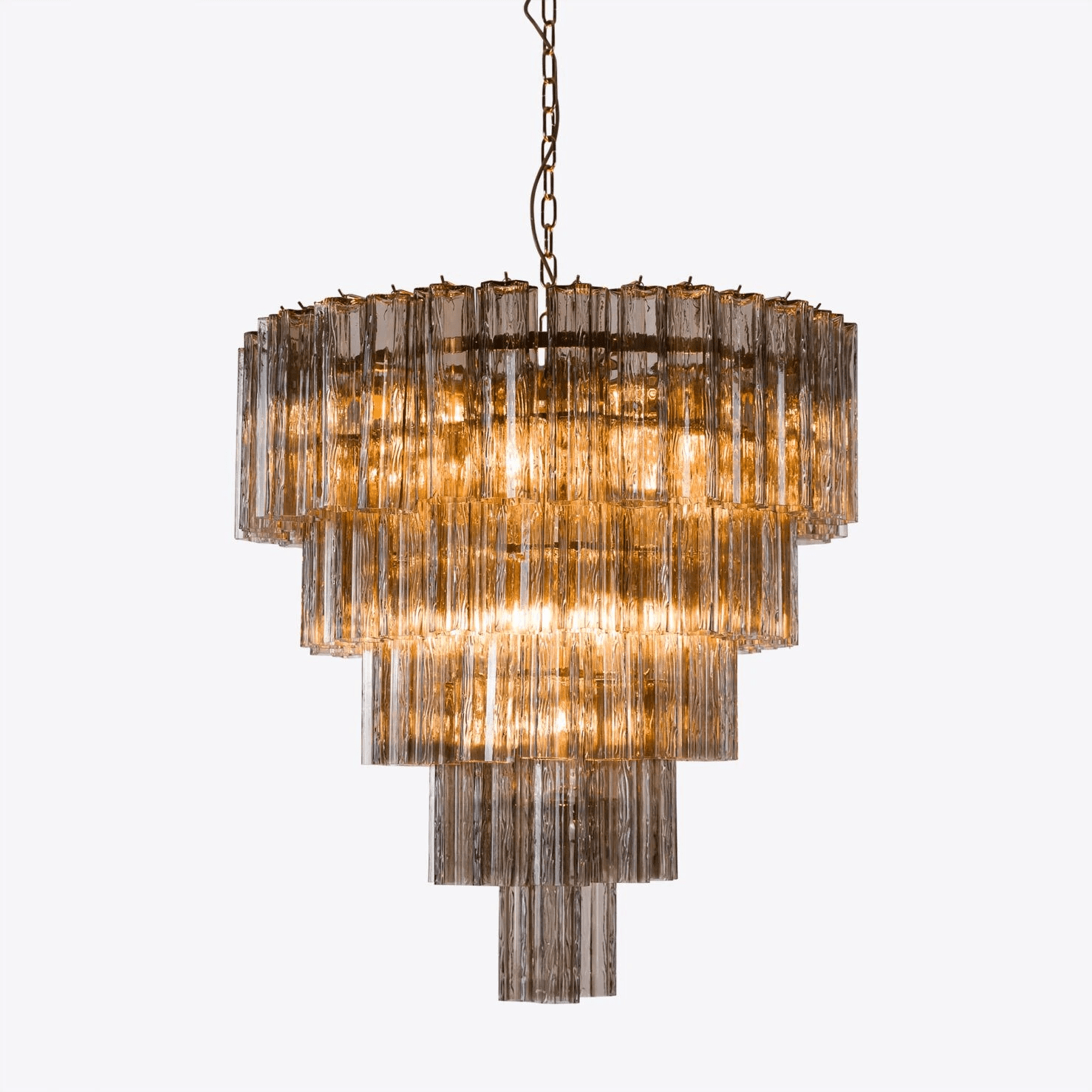 Aurora Chandelier Five Tier Fluted Glass Grande Mid Century