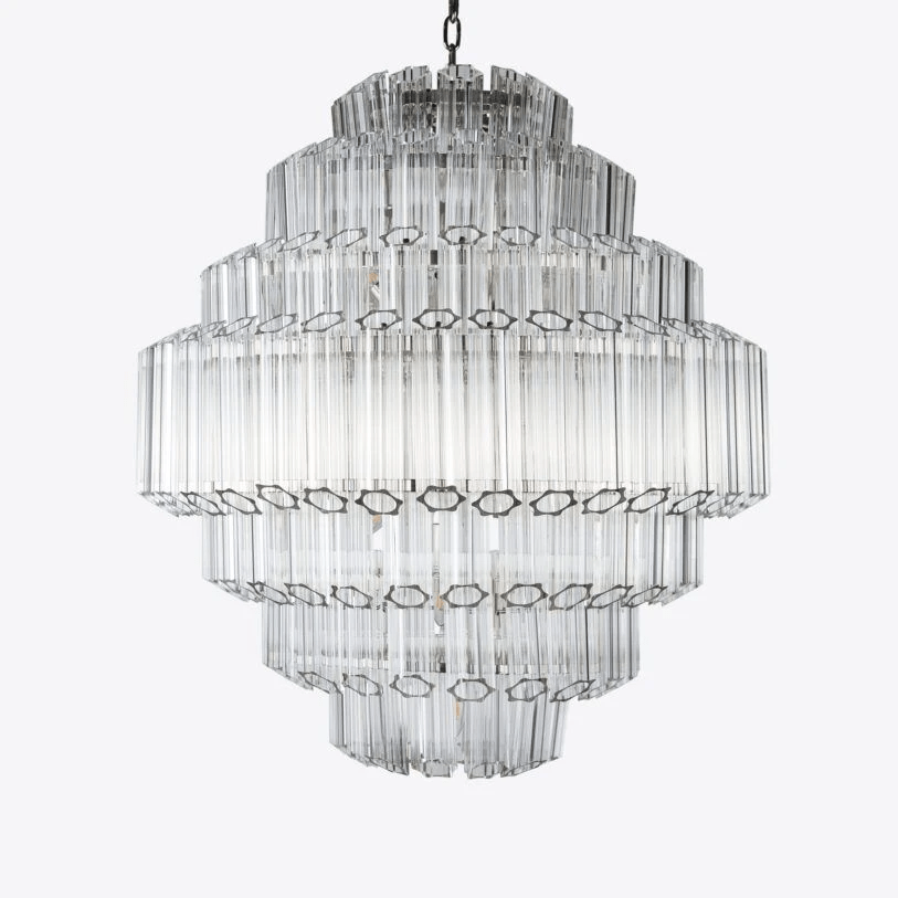 Aurora Chandelier Clear Glass Tube Layered Grande Vintage