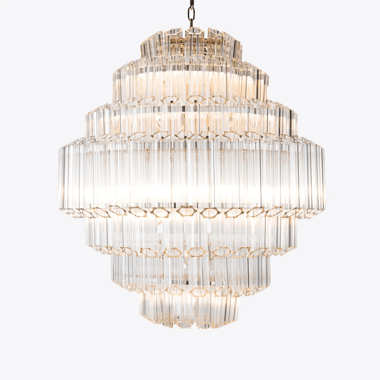 Aurora Chandelier Clear Glass Tube Layered Grande Vintage