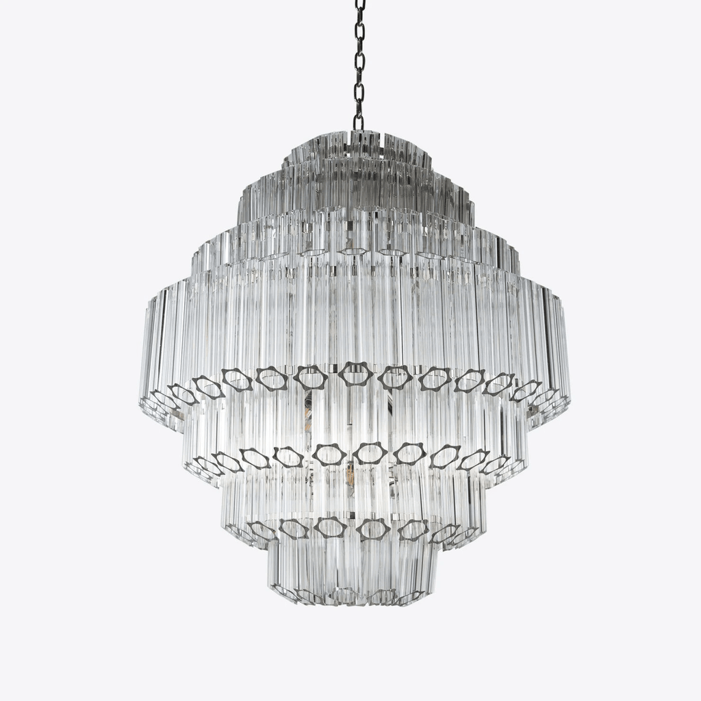 Aurora Chandelier Clear Glass Tube Layered Grande Vintage