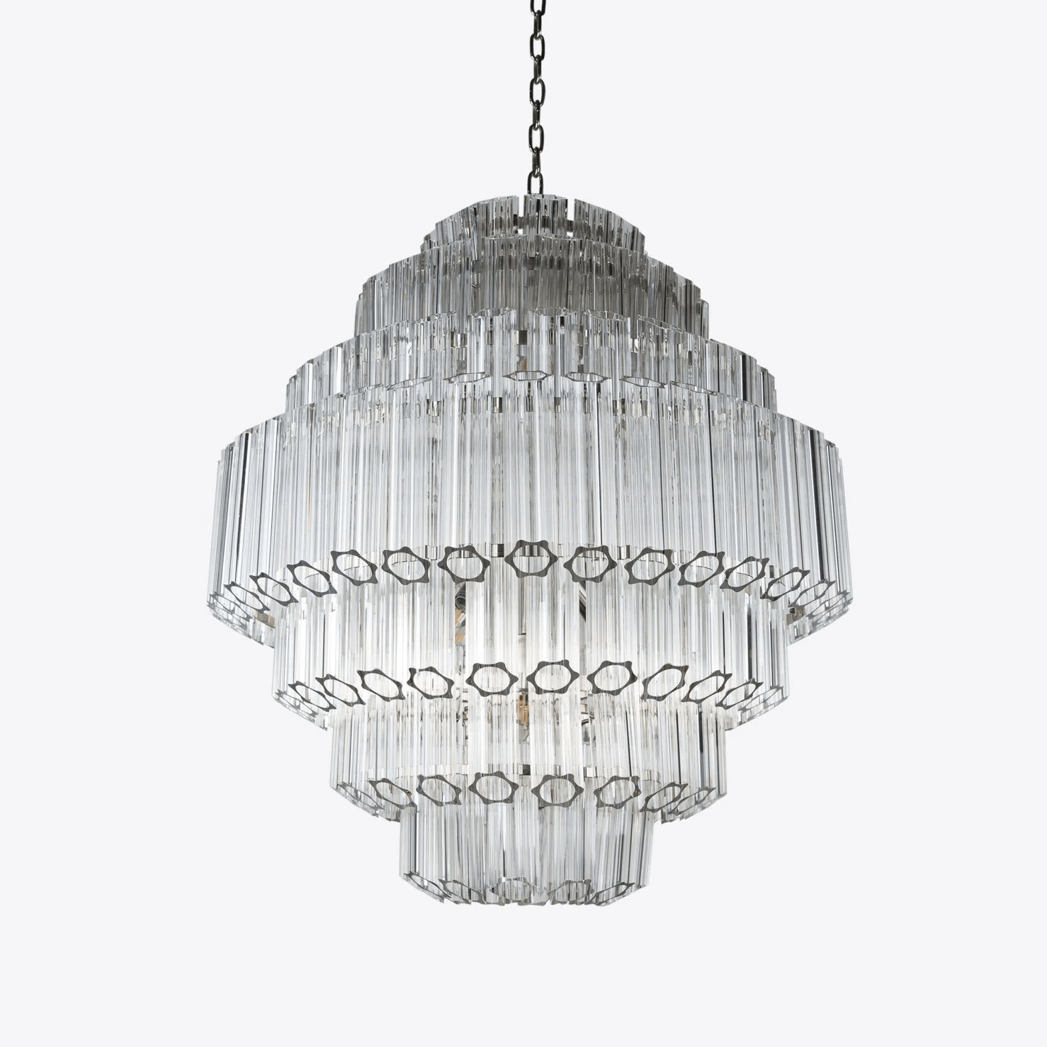 Aurora Chandelier Clear Glass Tube Layered Grande Vintage