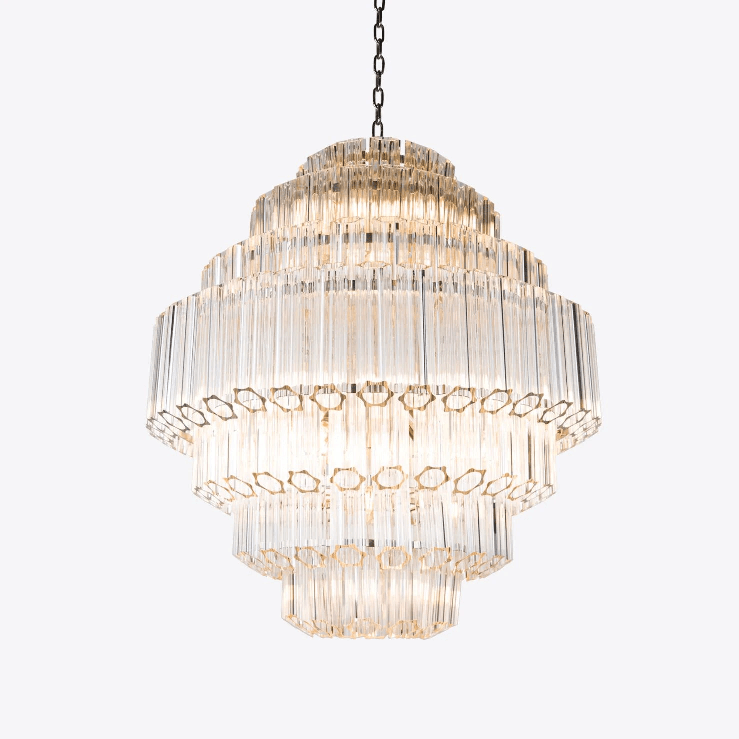 Aurora Chandelier Clear Glass Tube Layered Grande Vintage