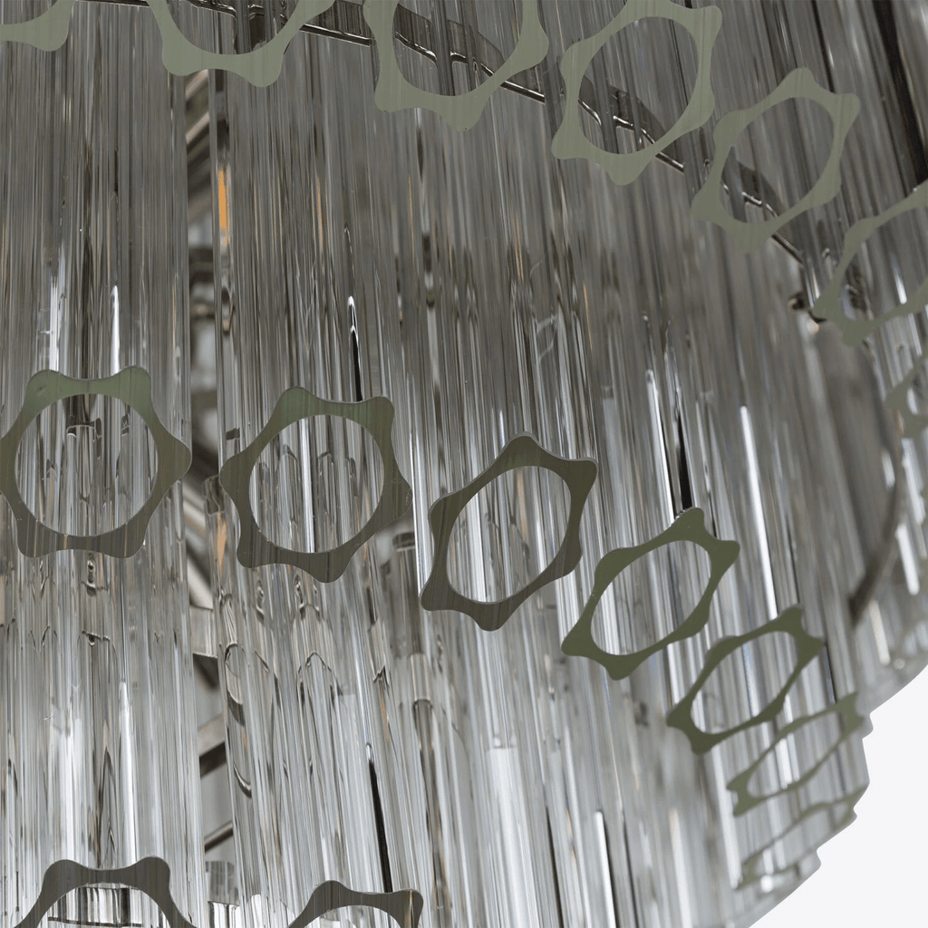 Aurora Chandelier Clear Glass Tube Layered Grande Vintage