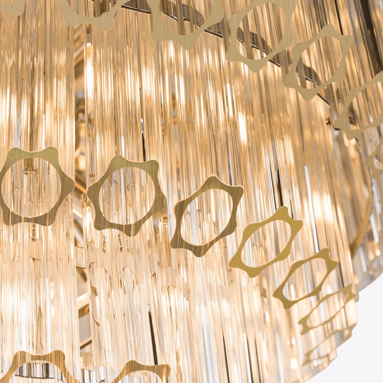 Aurora Chandelier Clear Glass Tube Layered Grande Vintage