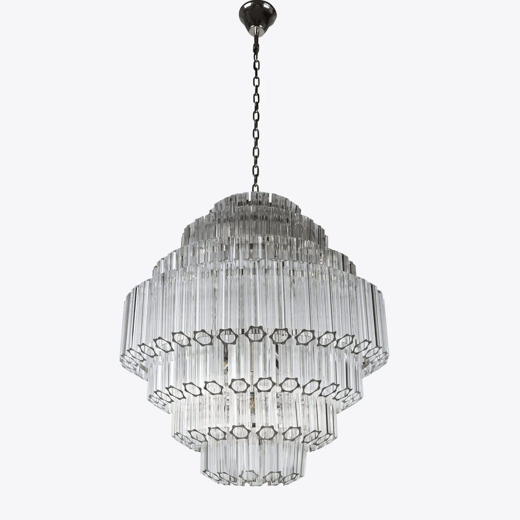 Aurora Chandelier Clear Glass Tube Layered Grande Vintage