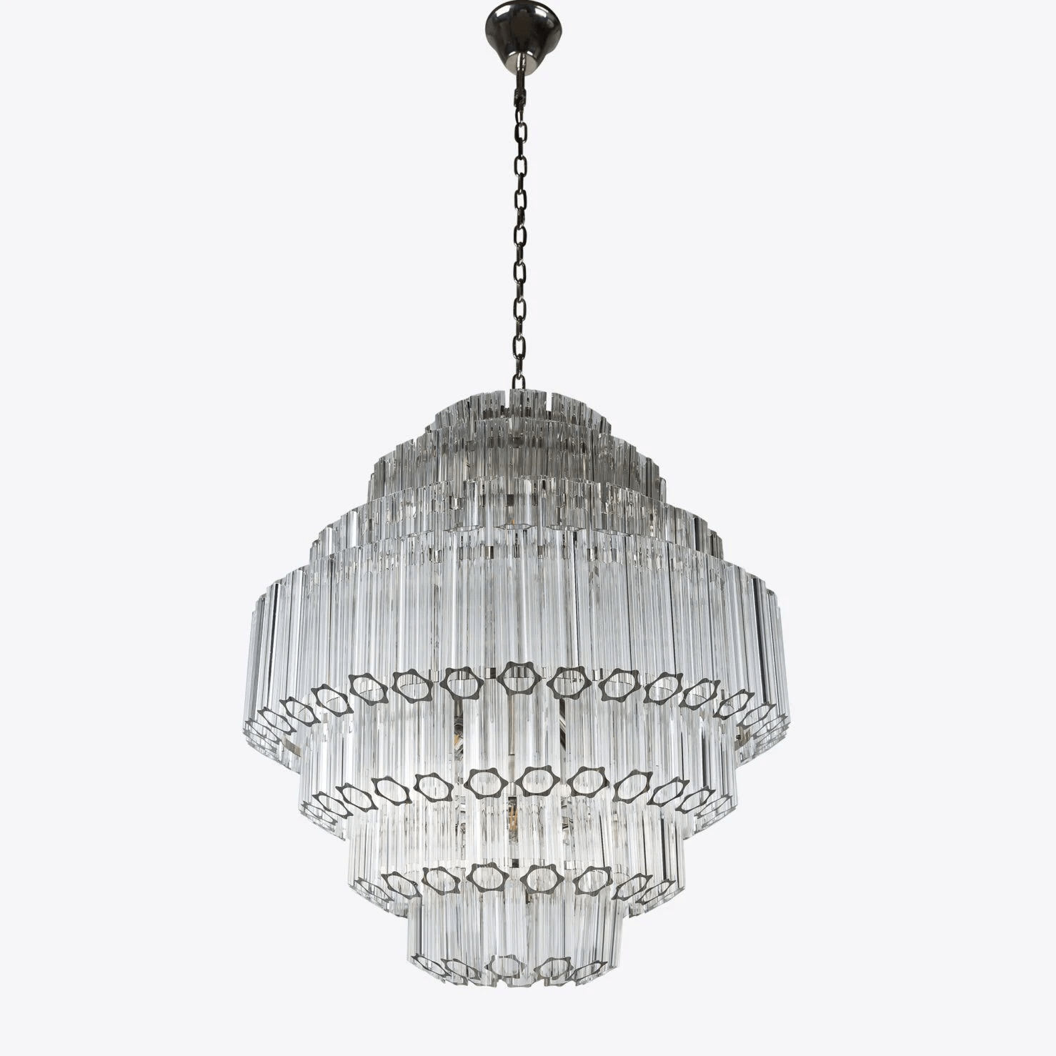 Aurora Chandelier Clear Glass Tube Layered Grande Vintage