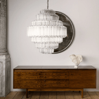 Aurora Chandelier Clear Glass Tube Layered Grande Vintage