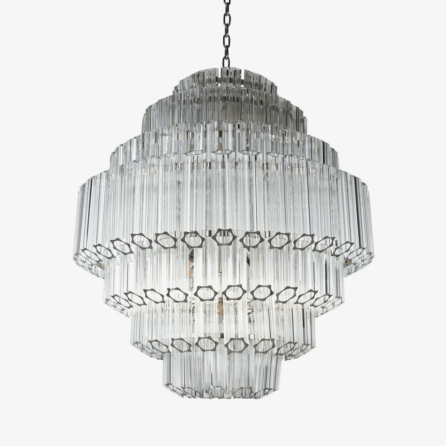 Aurora Chandelier Clear Glass Tube Layered Grande Vintage