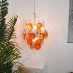 Aurora Chandelier Orange Murano Glass Disc Layered
