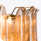 Aurora Chandelier Amber Murano Glass Petal Mid Century