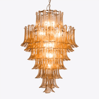 Aurora Chandelier Amber Murano Glass Petal Mid Century