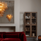 Aurora Chandelier Amber Murano Glass Petal Mid Century