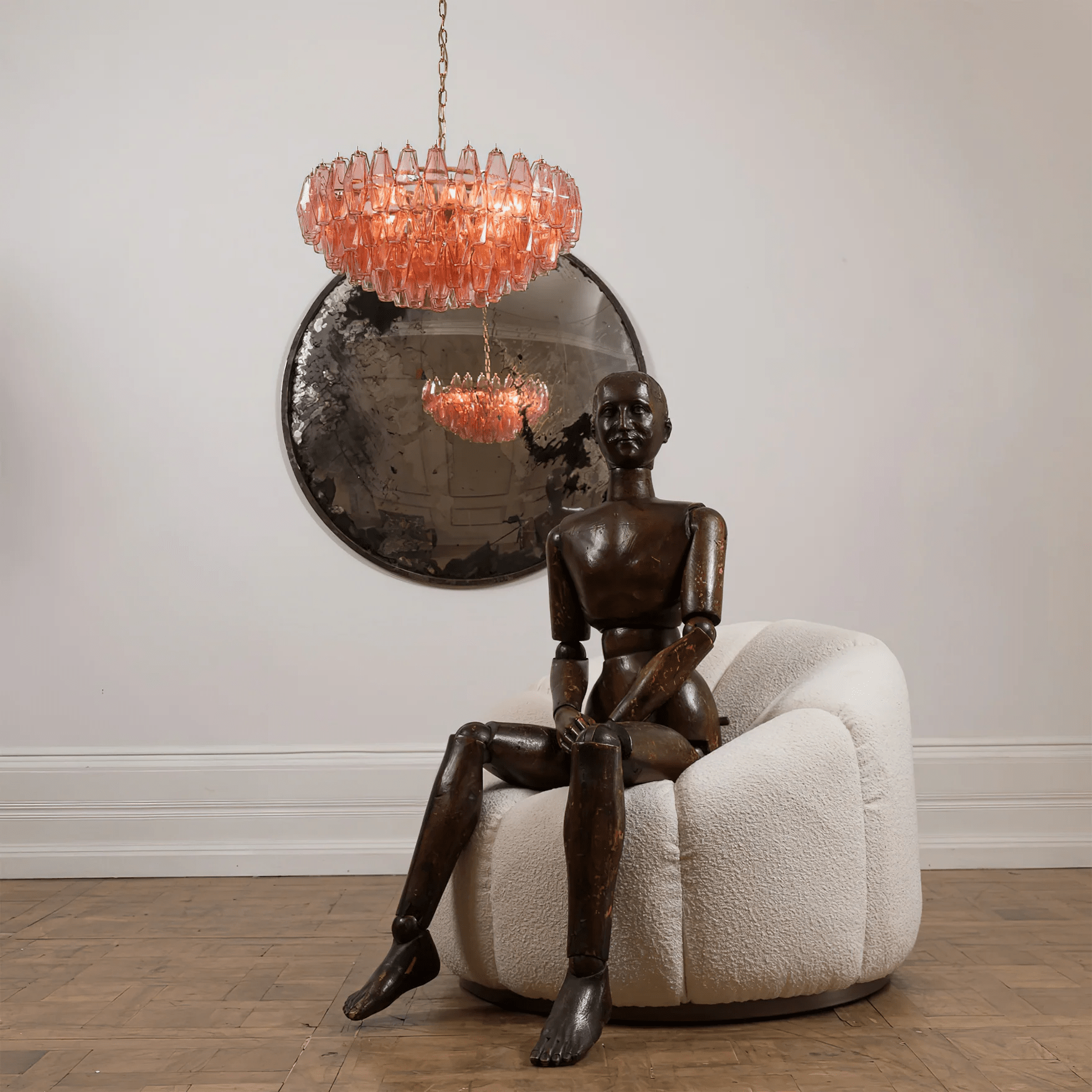 Aurora Chandelier Pink Polygon Glass Tiered Modern Artistic
