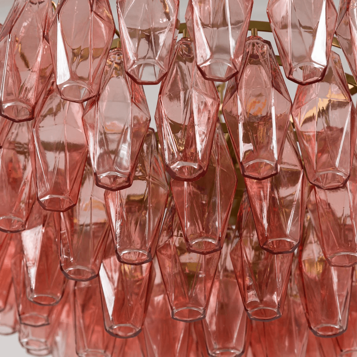 Aurora Chandelier Pink Polygon Glass Tiered Modern Artistic