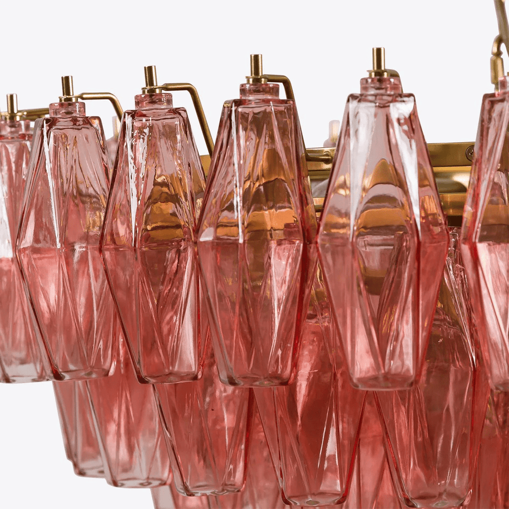 Aurora Chandelier Pink Polygon Glass Tiered Modern Artistic