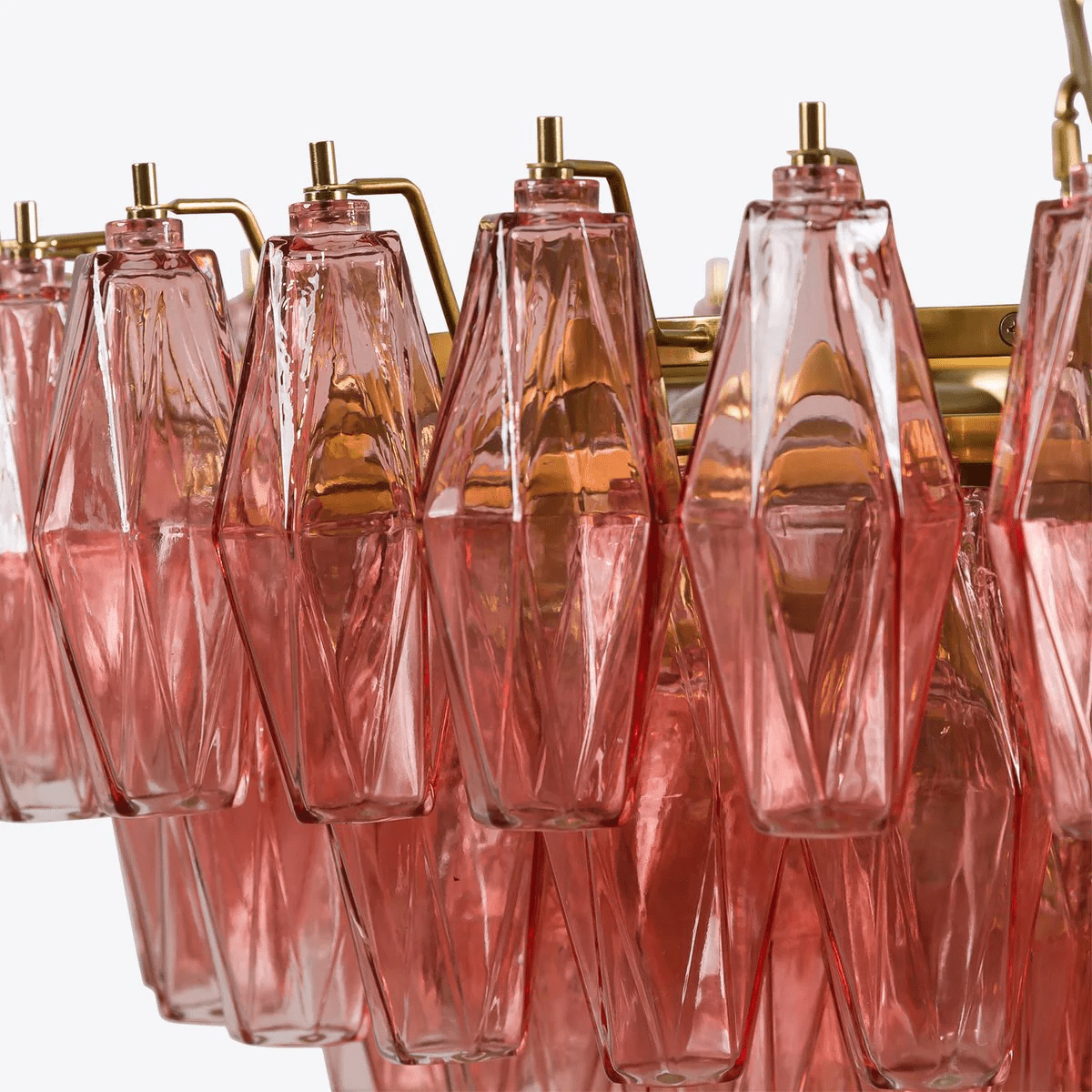 Aurora Chandelier Pink Polygon Glass Tiered Modern Artistic
