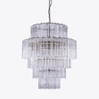 Aurora Chandelier Pink Prism Glass Layered Elegant