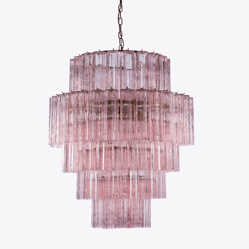 Aurora Chandelier Pink Prism Glass Layered Elegant