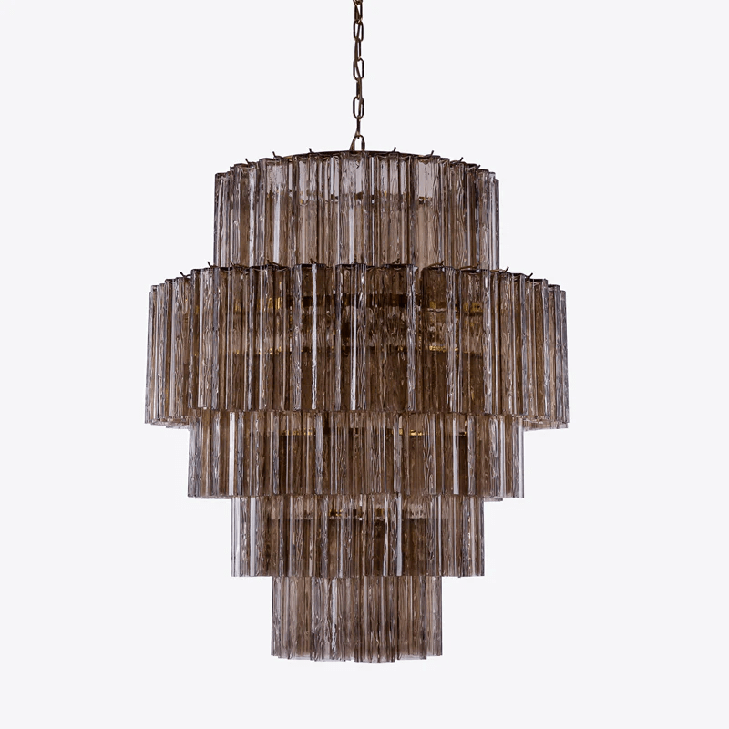Aurora Chandelier Pink Prism Glass Layered Elegant