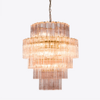 Aurora Chandelier Pink Prism Glass Layered Elegant