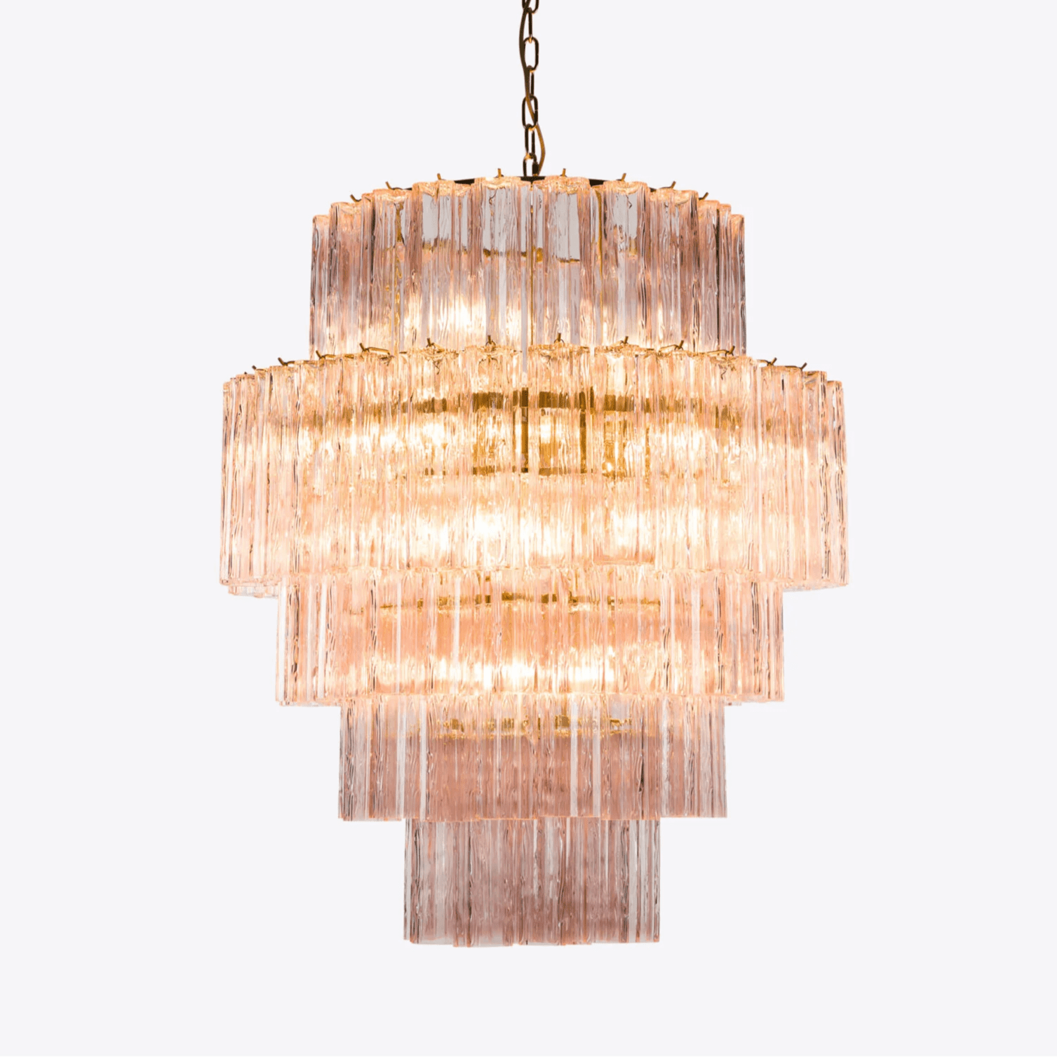 Aurora Chandelier Pink Prism Glass Layered Elegant