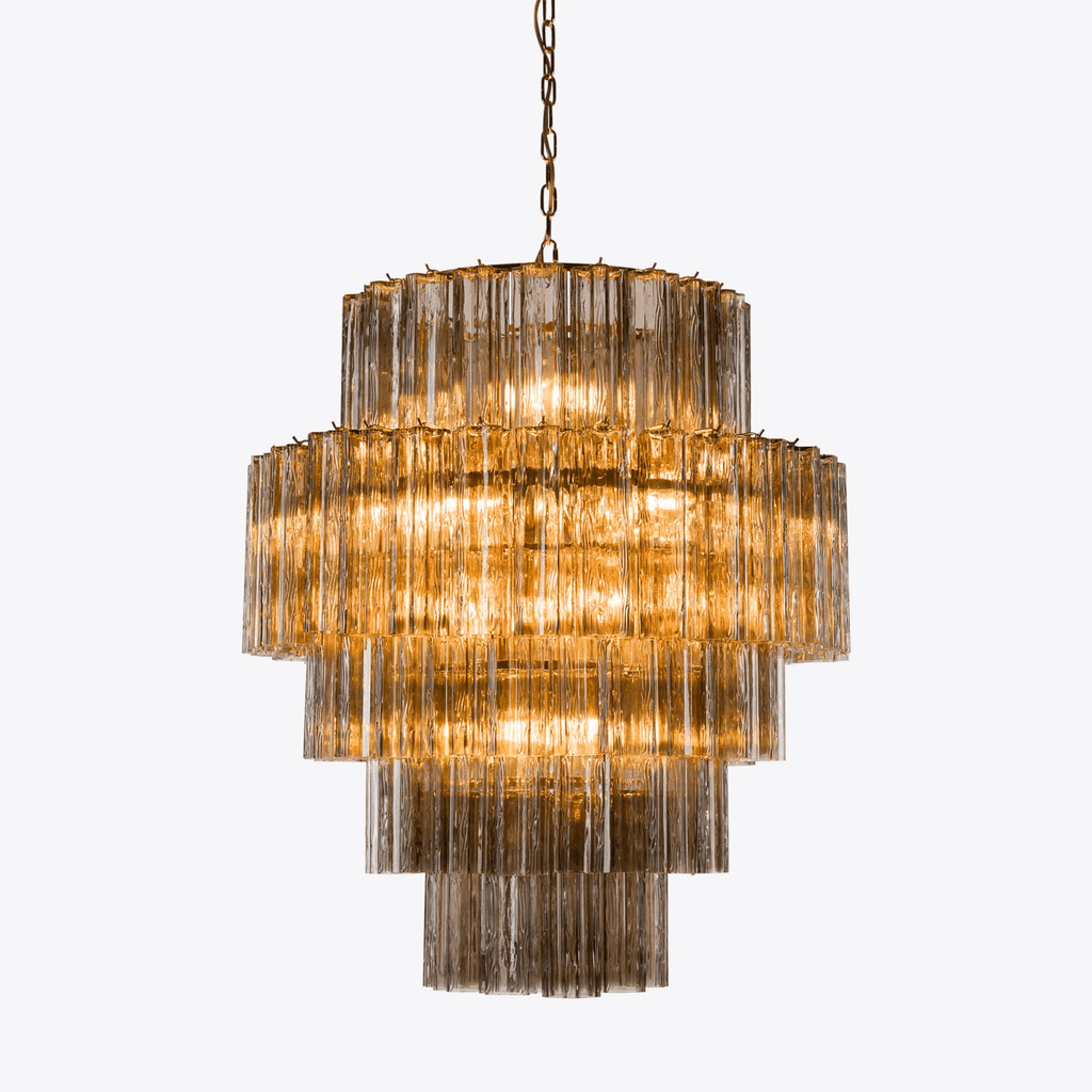 Aurora Chandelier Pink Prism Glass Layered Elegant