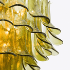 Aurora Chandelier Green Petal Glass Layered Natural