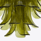 Aurora Chandelier Green Petal Glass Layered Natural