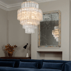 Aurora Chandelier Pink Prism Glass Layered Elegant