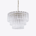 Aurora Chandelier Five Tier Fluted Glass Tube Mid Century