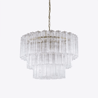 Aurora Chandelier Five Tier Fluted Glass Tube Mid Century