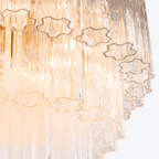 Aurora Chandelier Five Tier Fluted Glass Tube Mid Century