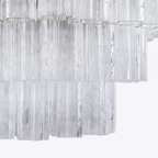 Aurora Chandelier Five Tier Fluted Glass Tube Mid Century