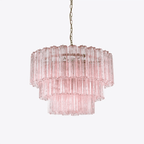 Aurora Chandelier Five Tier Fluted Glass Tube Mid Century
