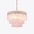 Aurora Chandelier Five Tier Fluted Glass Tube Mid Century