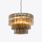 Aurora Chandelier Five Tier Fluted Glass Tube Mid Century