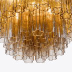 Aurora Chandelier Five Tier Fluted Glass Tube Mid Century