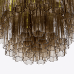 Aurora Chandelier Five Tier Fluted Glass Tube Mid Century
