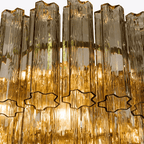 Aurora Chandelier Five Tier Fluted Glass Tube Mid Century