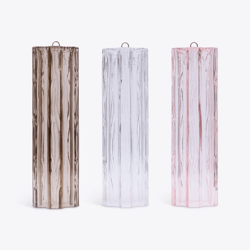 Aurora Chandelier Five Tier Fluted Glass Tube Mid Century