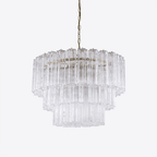 Aurora Chandelier Five Tier Fluted Glass Tube Mid Century