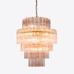 Aurora Chandelier Pink Prism Glass Layered Elegant
