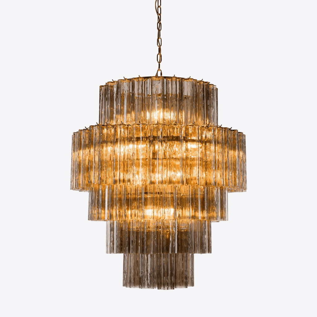 Aurora Chandelier Pink Prism Glass Layered Elegant