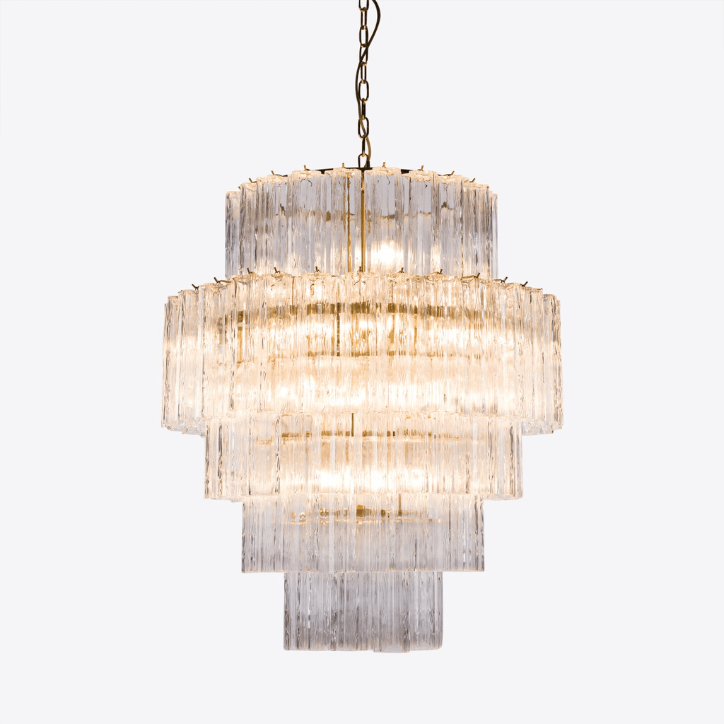Aurora Chandelier Pink Prism Glass Layered Elegant