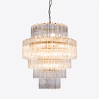 Aurora Chandelier Pink Prism Glass Layered Elegant