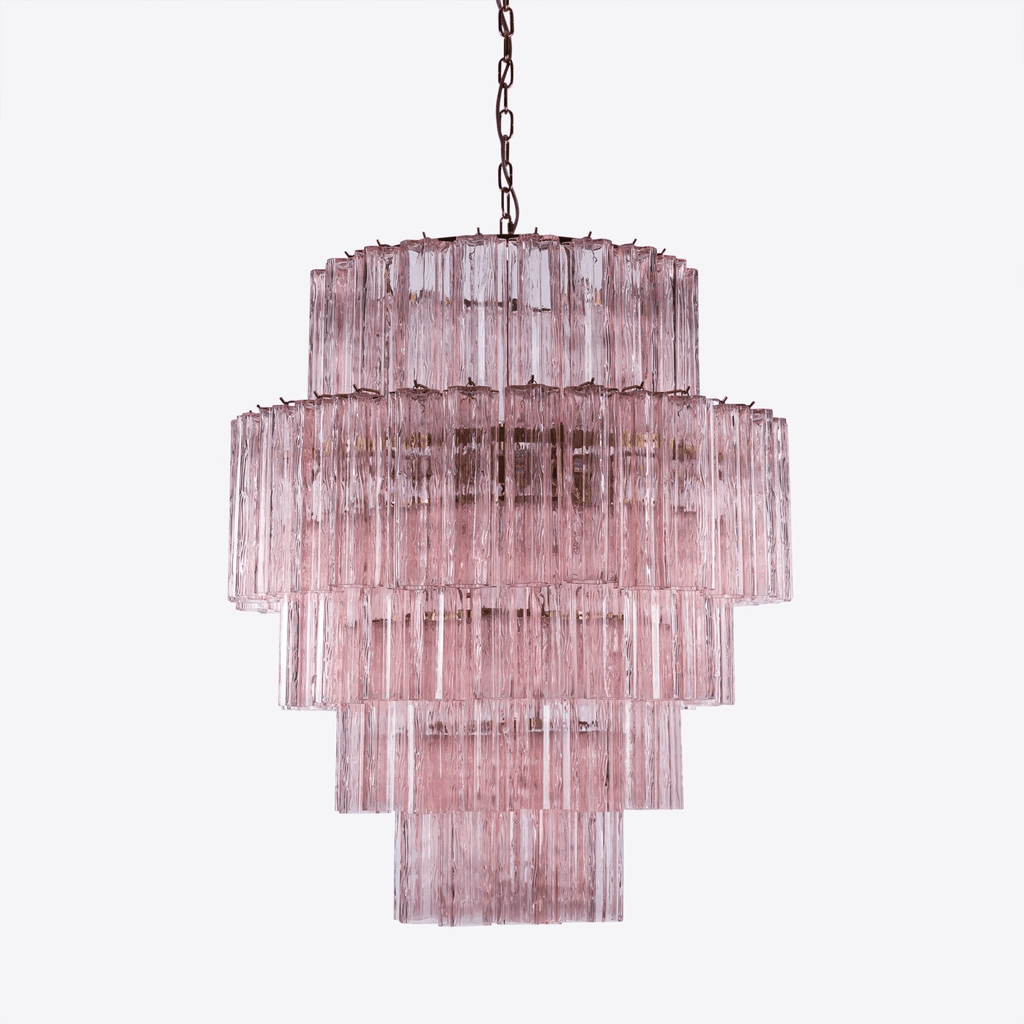 Aurora Chandelier Pink Prism Glass Layered Elegant