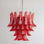 Aurora Chandelier Crimson Murano Glass Petals Layered Vintage